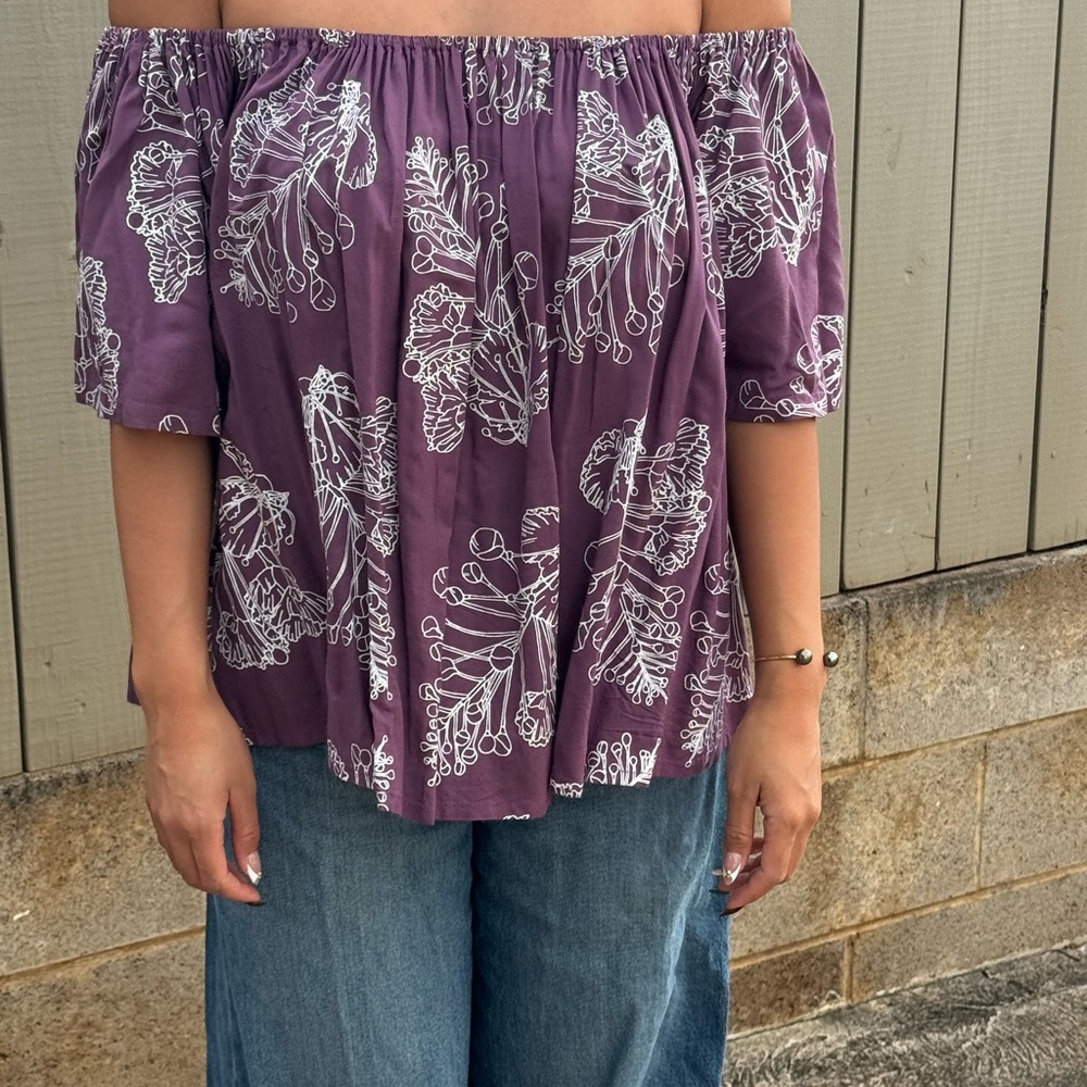 Elegant Off-Shoulder Purple Blouse